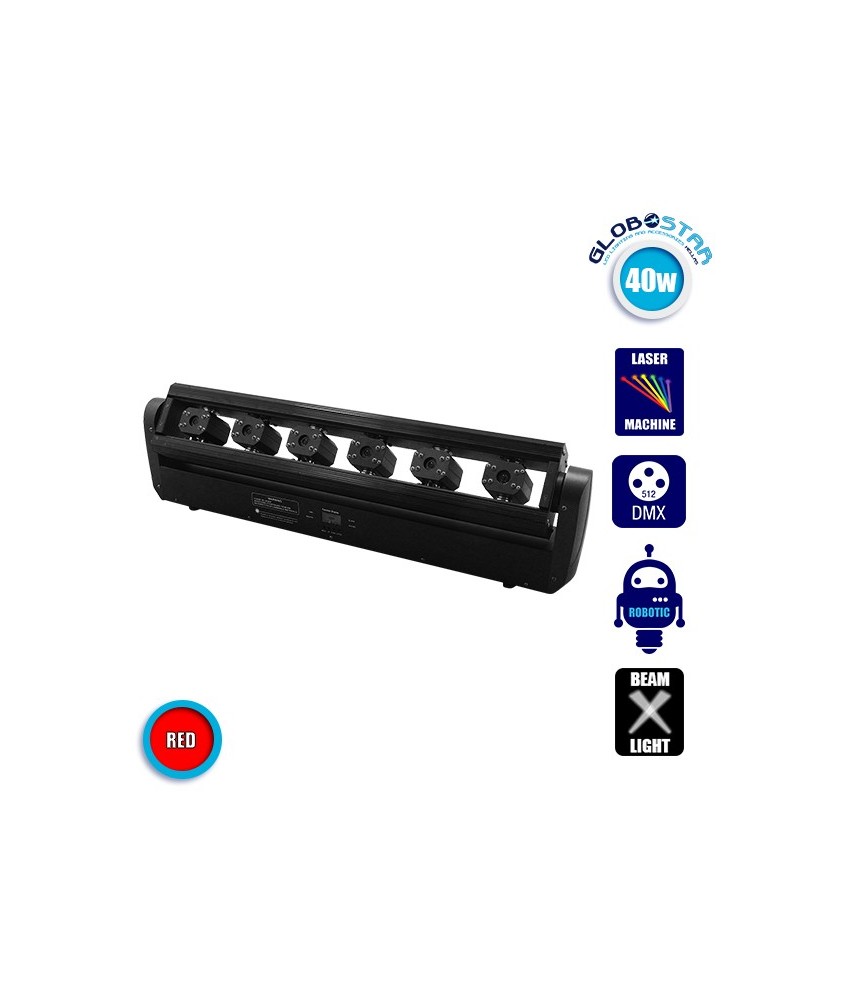 Επαγγελματική Μπάρα Laser με 6x300mw-638nm Κεφαλές 230V 3° DMX512 Κόκκινο GloboStar 51133